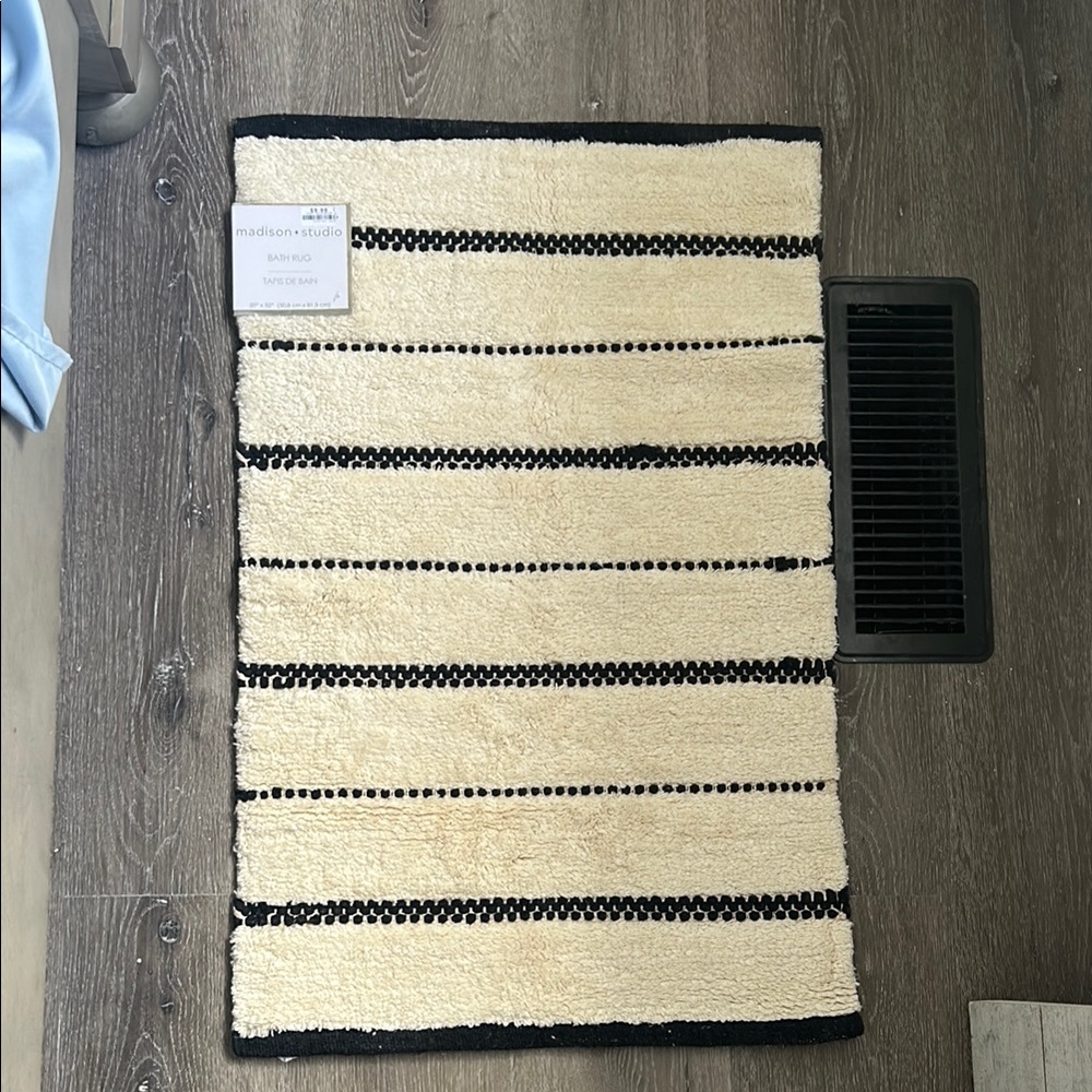 Madison Studio Black and Cream Striped Rug
